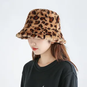 Leopard Fur Hat Winter Leopard Print Fisherman Hat