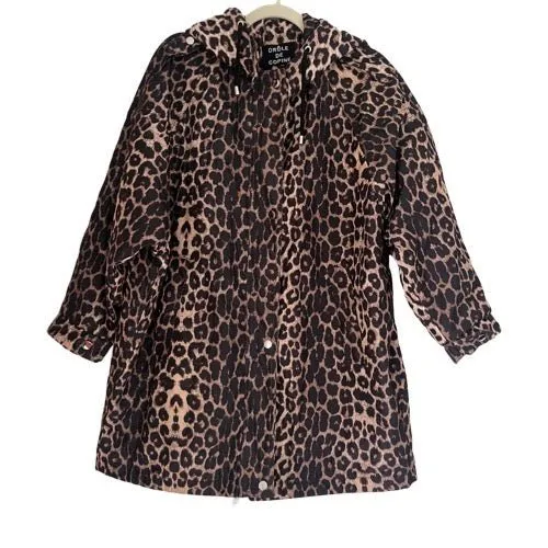 Leopard print coat with hood