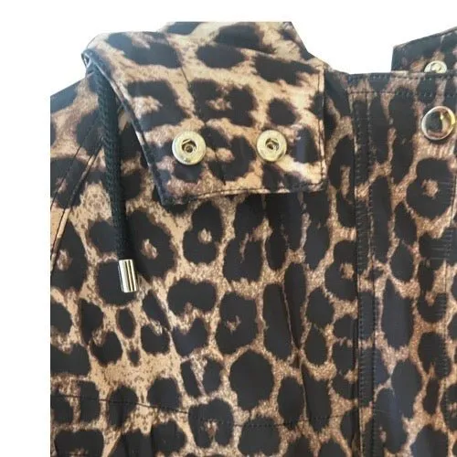 Leopard print coat with hood