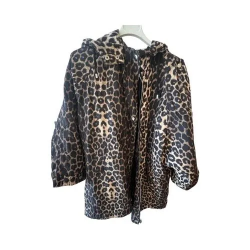 Leopard print coat with hood