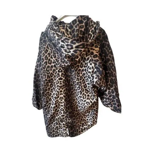 Leopard print coat with hood