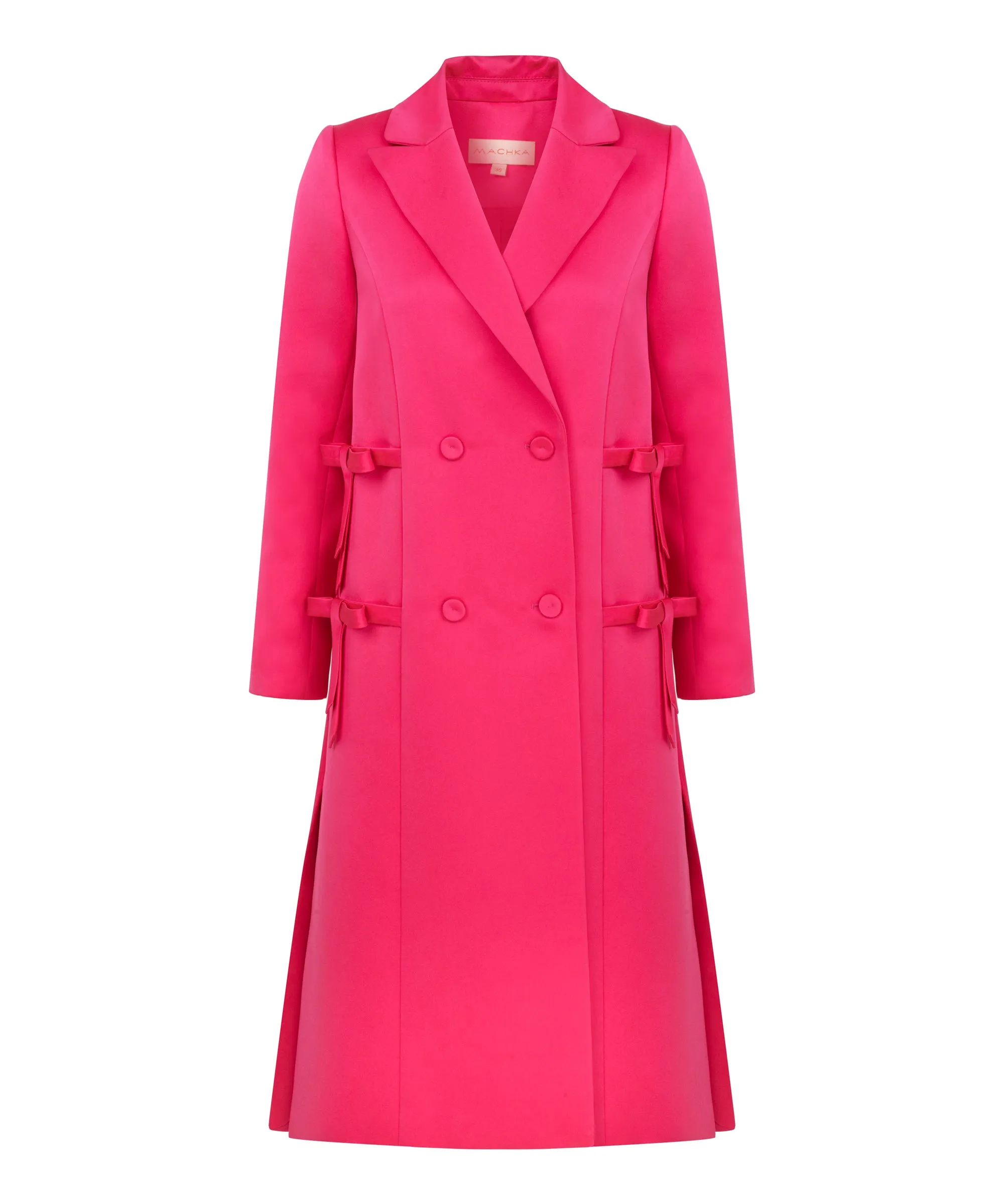 Machka Satin Duchess Top Coat With Bow Fuchsia