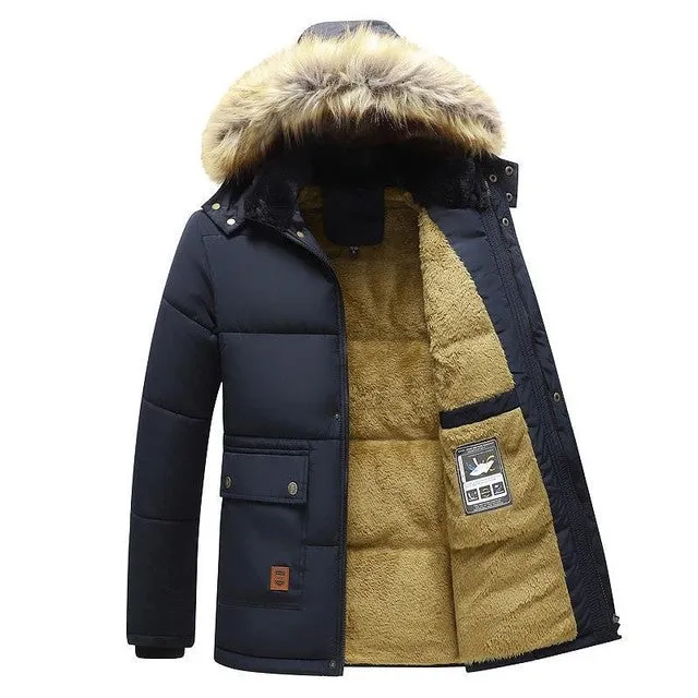 Mens Coat Winter Jacket Long with Fur Lining and Hood | Perfect for Winter