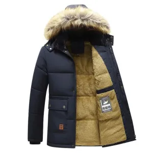 Mens Coat Winter Jacket Long with Fur Lining and Hood | Perfect for Winter