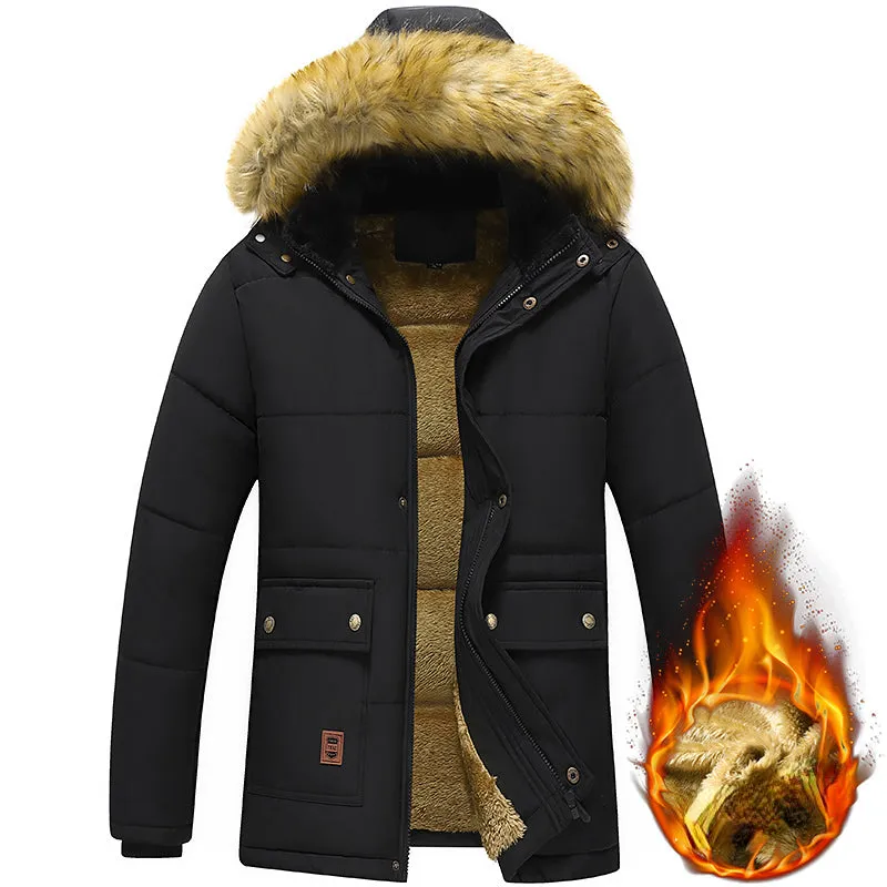 Mens Coat Winter Jacket Long with Fur Lining and Hood | Perfect for Winter