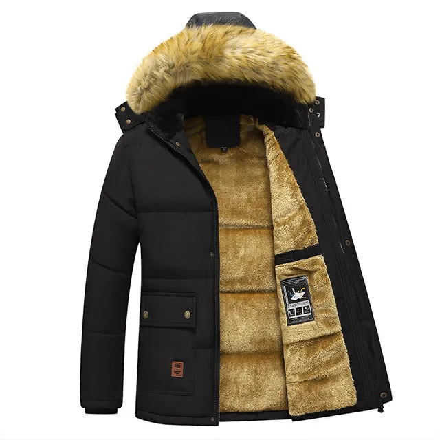 Mens Coat Winter Jacket Long with Fur Lining and Hood | Perfect for Winter