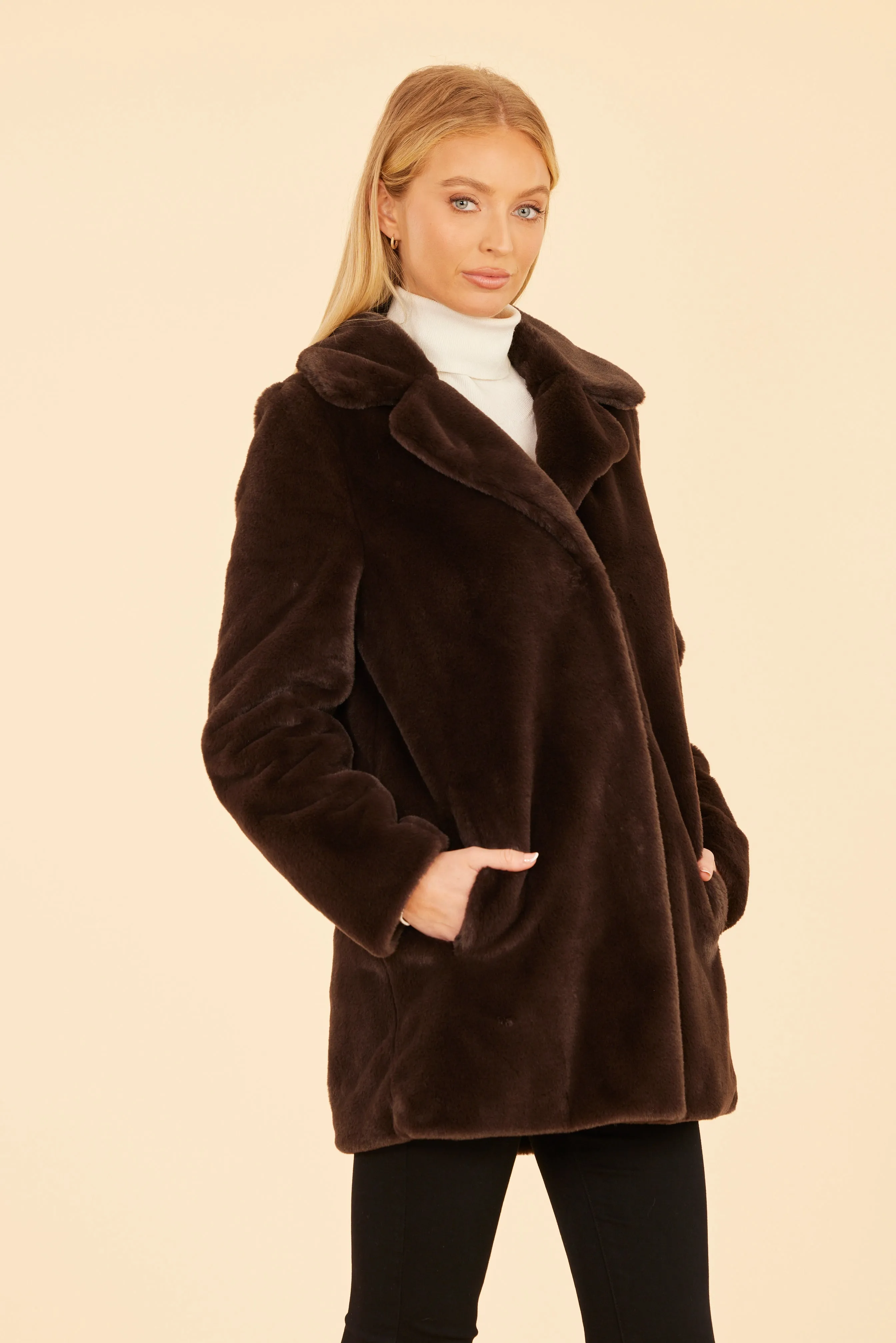 Mid-Length Faux Fur Coat