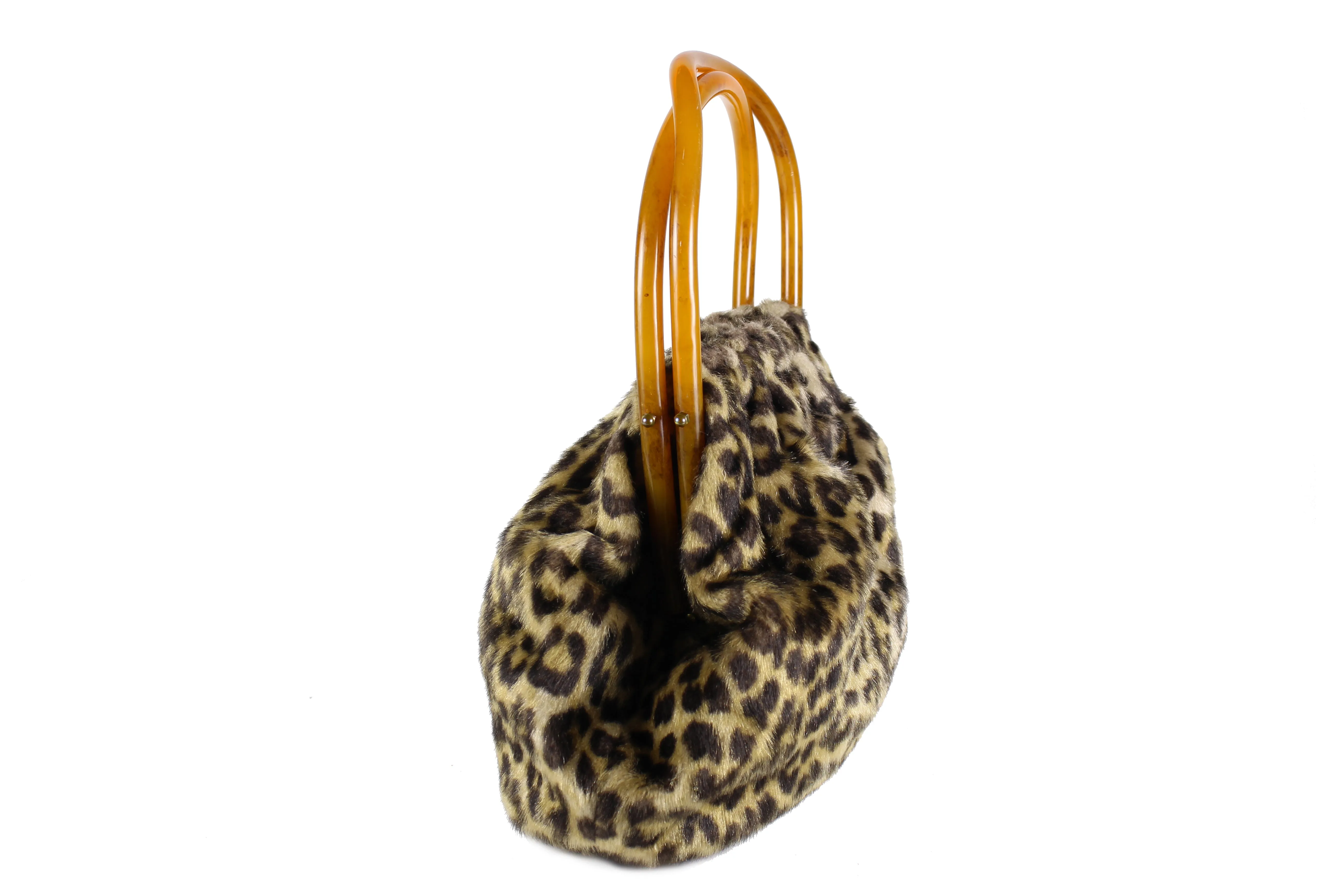 MORRIS MOSKOWITZ leopard print tortoiseshell lucite handles frame bag