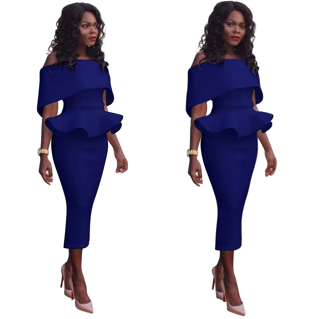 Off Shoulder Sleeveless Rufflesy Bodycon Dress