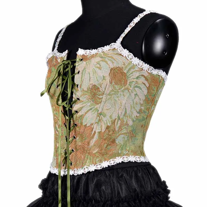 Renaissance Style Corset with Adjustable Lace-up Bustier Camis Top