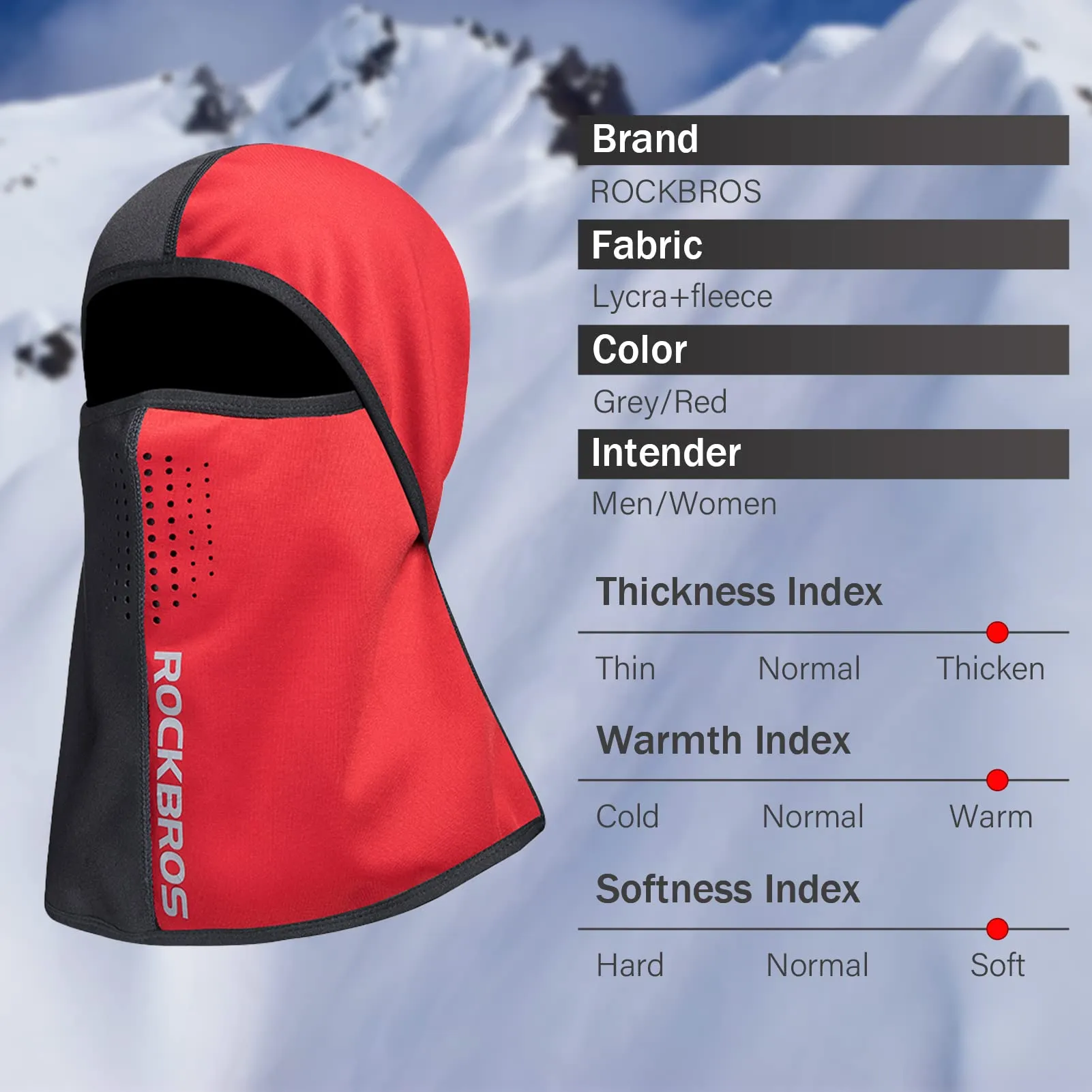 ROCKBROS Thermal Fleece Balaclava with Airholes, Windproof Helmet