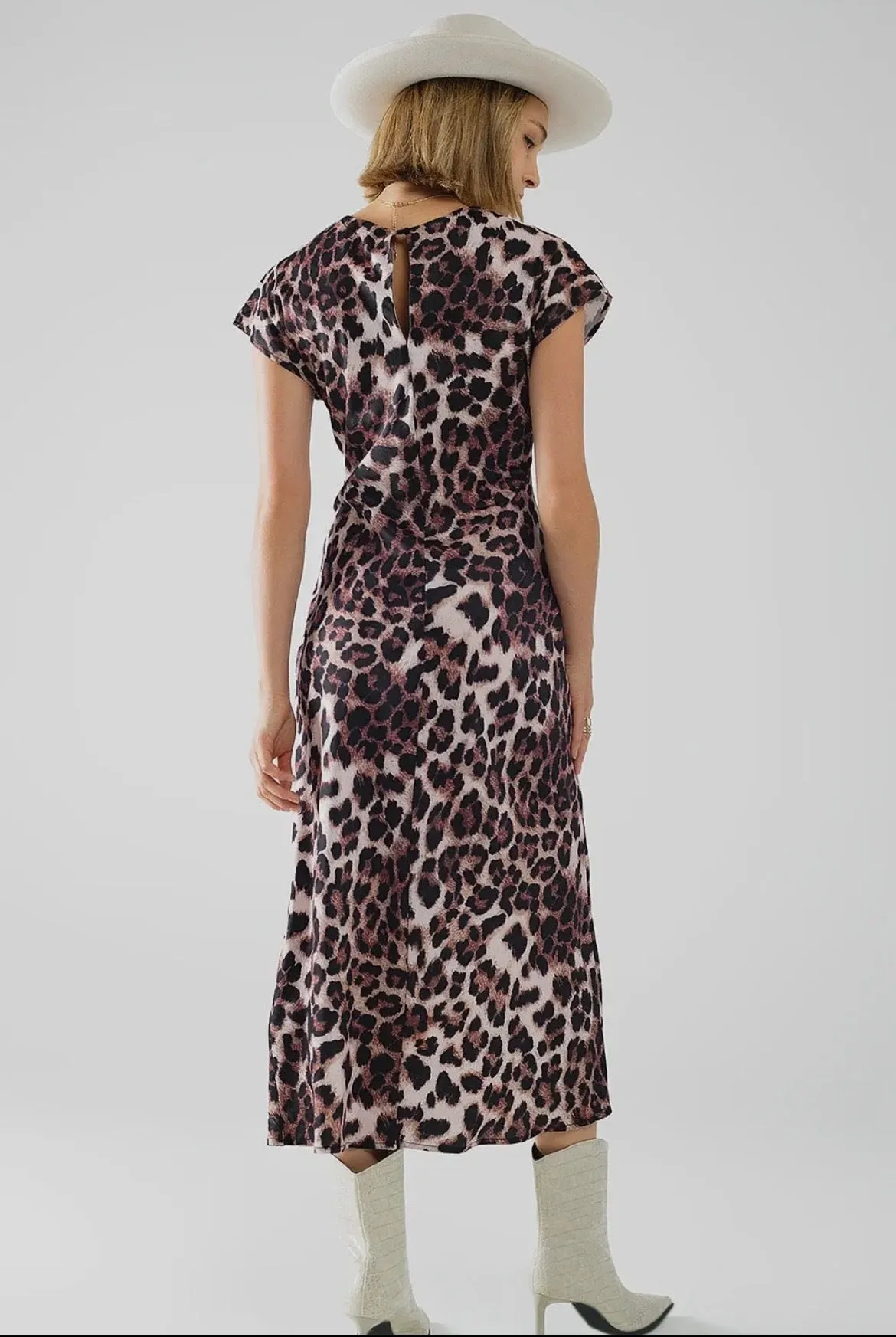 Short Sleeve Leopard Maxi Dress