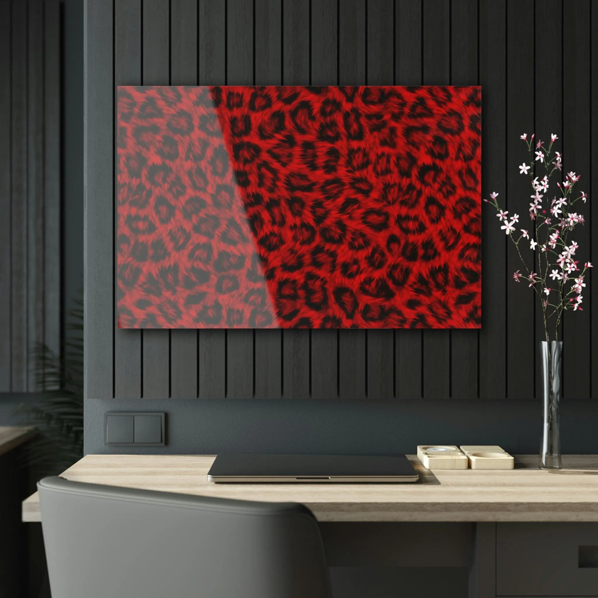 Super Realistic Red Leopard Fur Acrylic Print