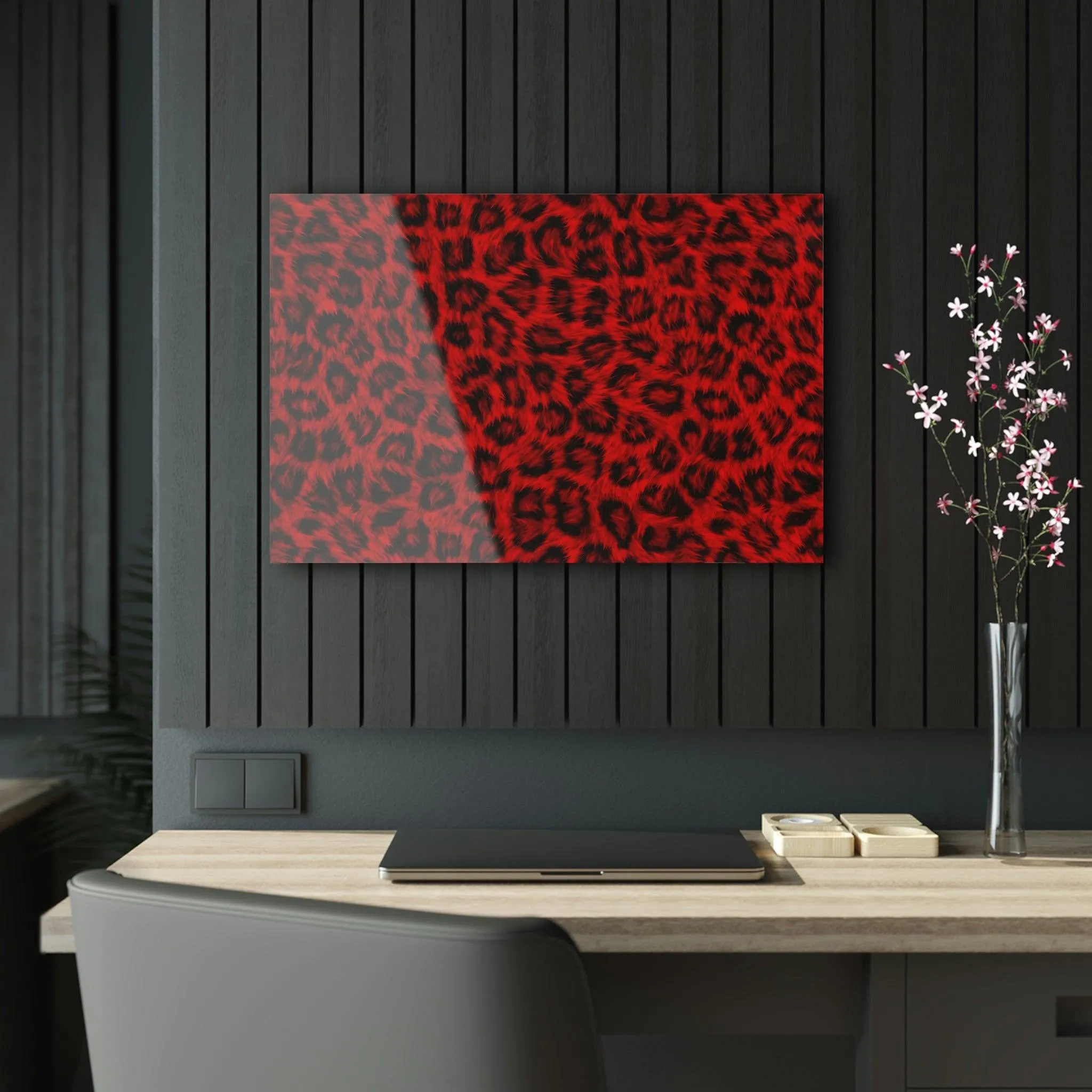 Super Realistic Red Leopard Fur Acrylic Print