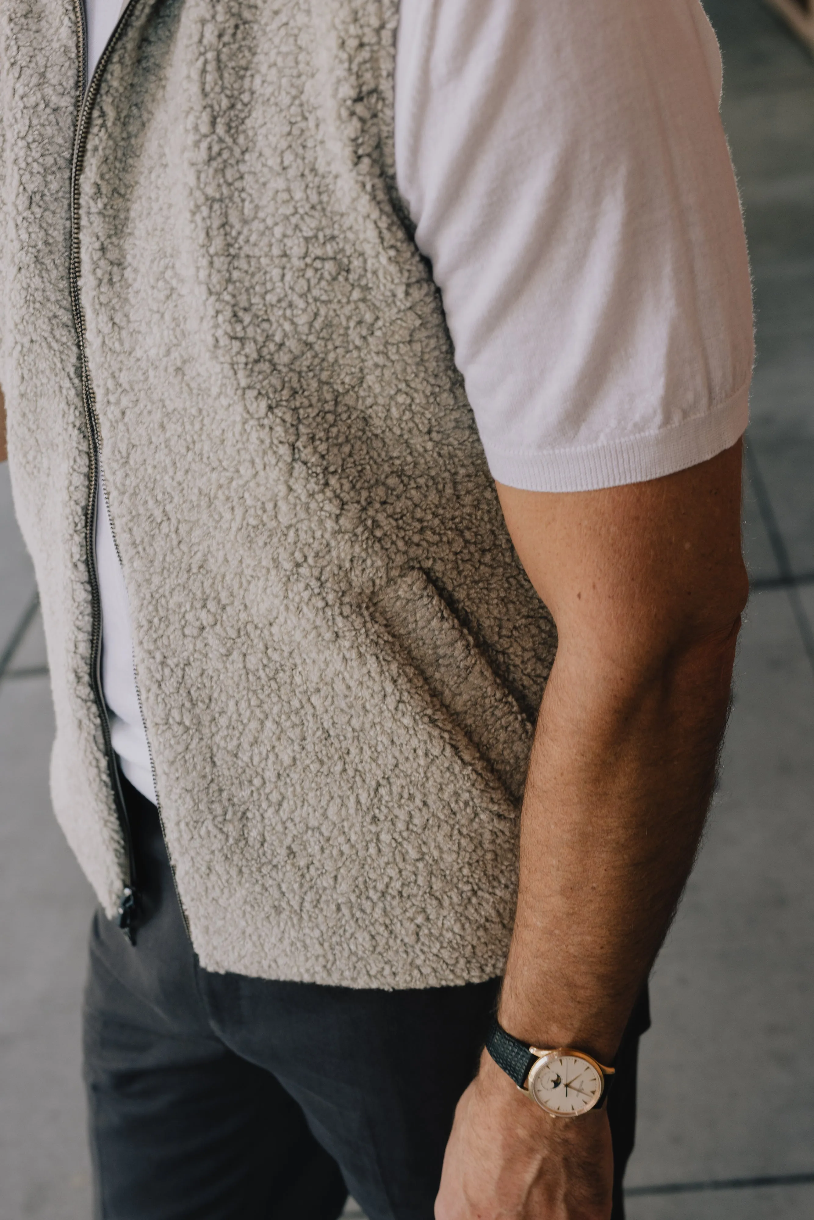 Technical Zip Gilet in Cream