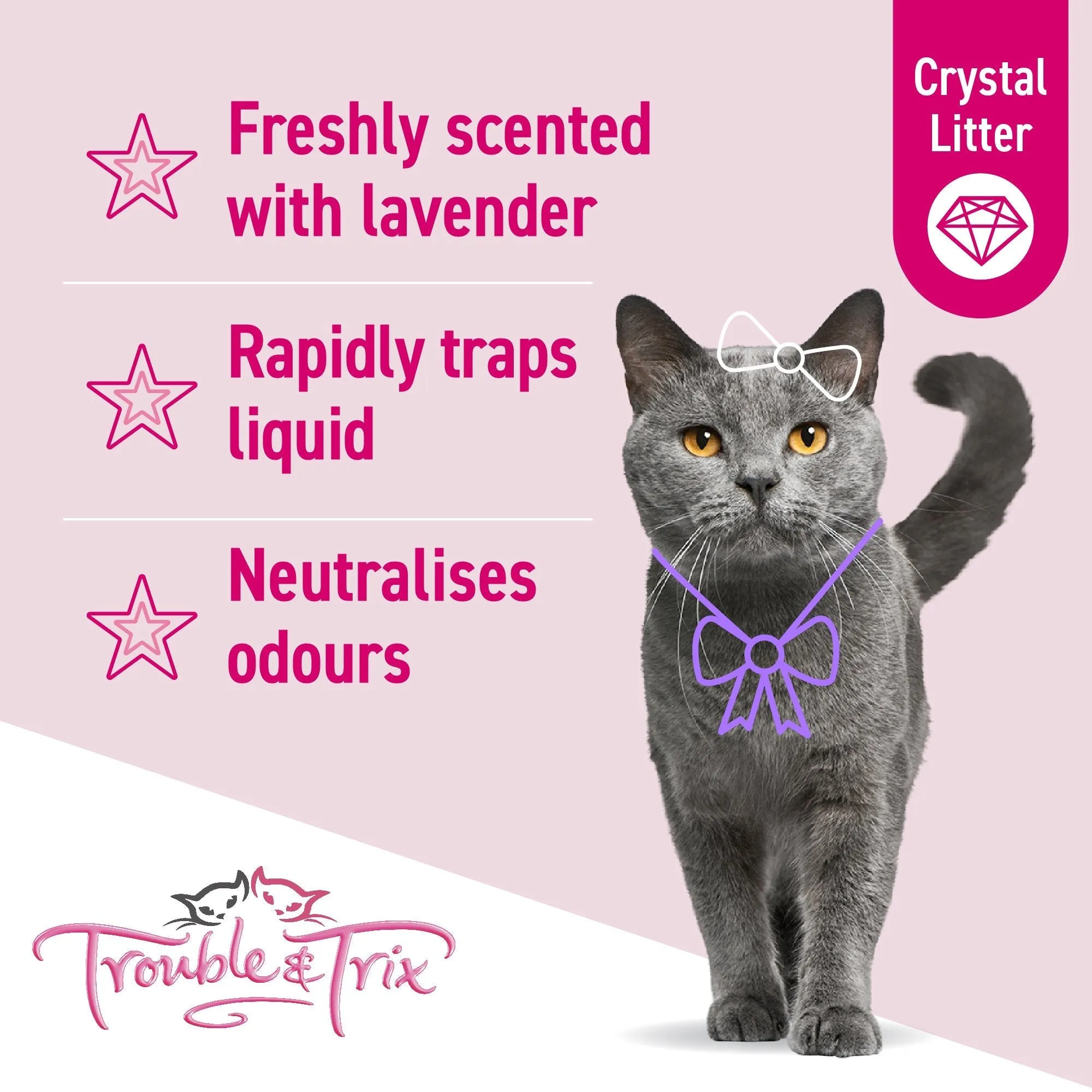 Trouble and Trix Odour Neutralising Lavender Crystal Cat Litter 7L/2.7kg