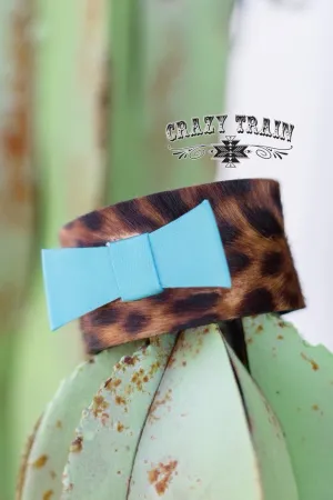 Turquoise Bow Leopard Cuff Bracelet