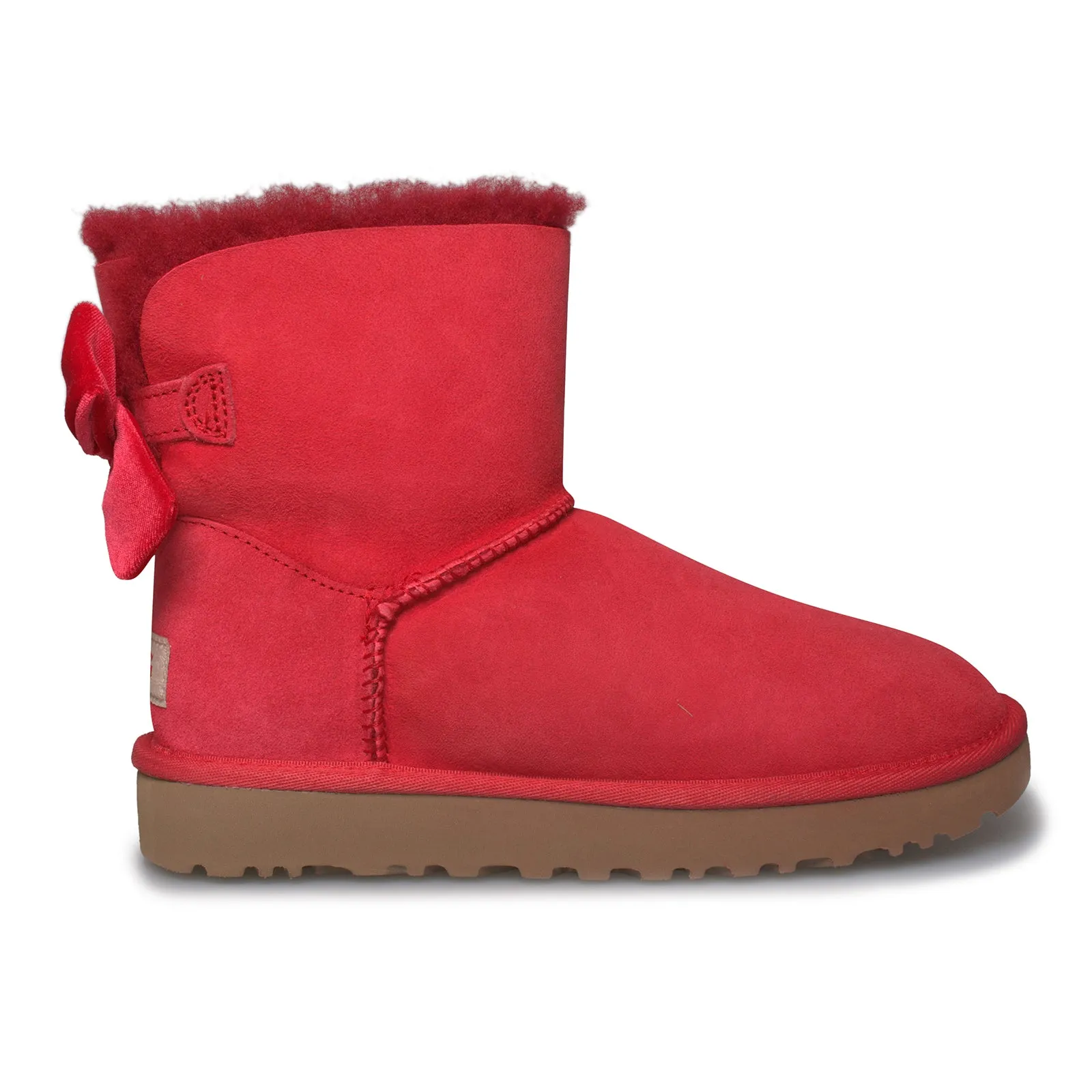 UGG Mini Bailey Bow II Velvet Ribbon Ribbon Red Boots - Women's