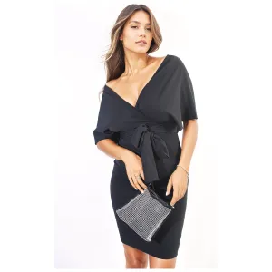 V-neck Tie Waist Wrap Mini Dress