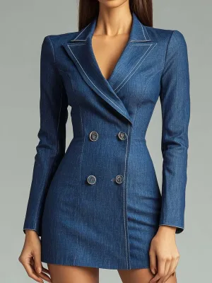 Vintage Slim Fit Double-Breasted Blazer Dress