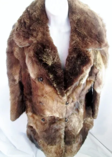 Vintage Womens Luxury Genuine MUSKRAT Fur Long Coat Jacket S BROWN SOFT