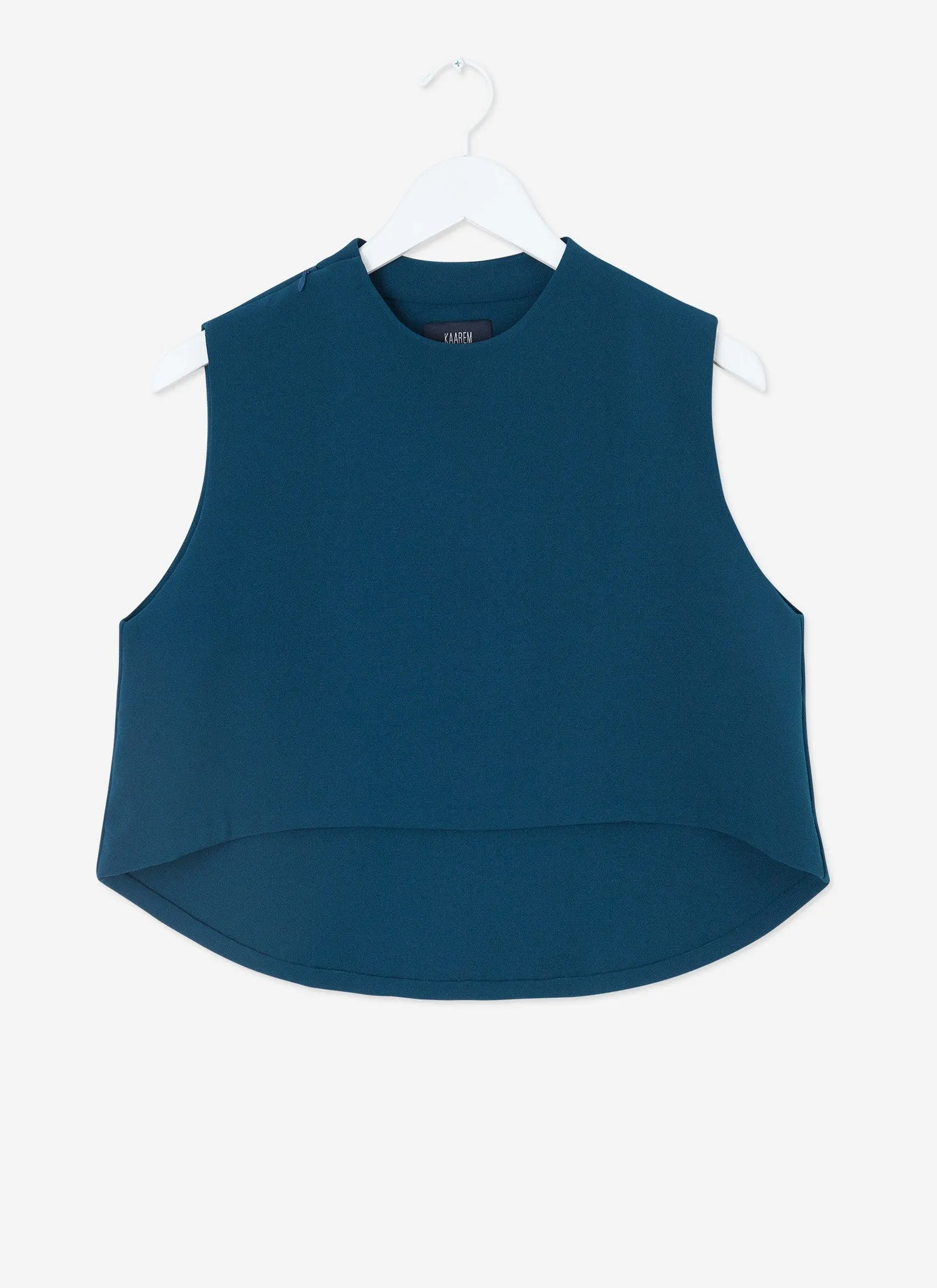 Wind Chime Raised Collar Cropped Top - Turquoise