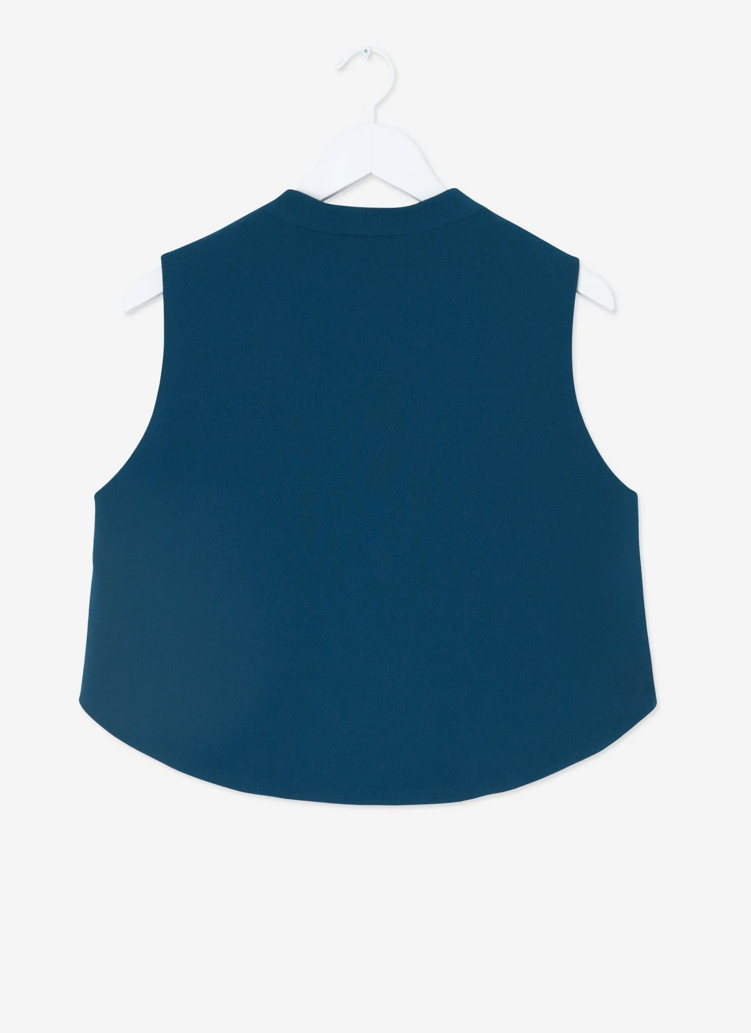 Wind Chime Raised Collar Cropped Top - Turquoise