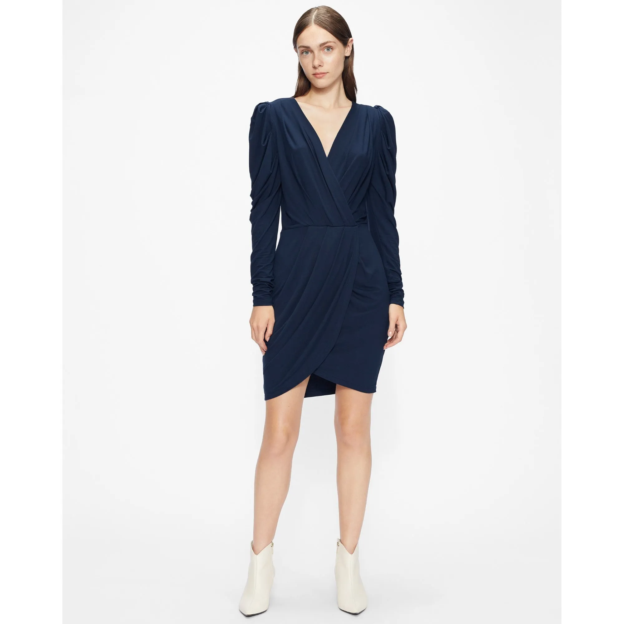 Women Wmd-Elvasi-Wrap Front Jersey Dress - Dk-Navy