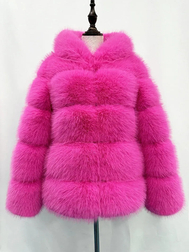 Women's Cozy Luxury Faux Fur Hooded Jacket