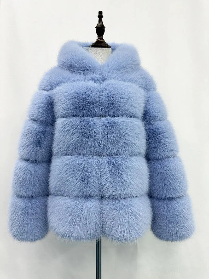 Women's Cozy Luxury Faux Fur Hooded Jacket