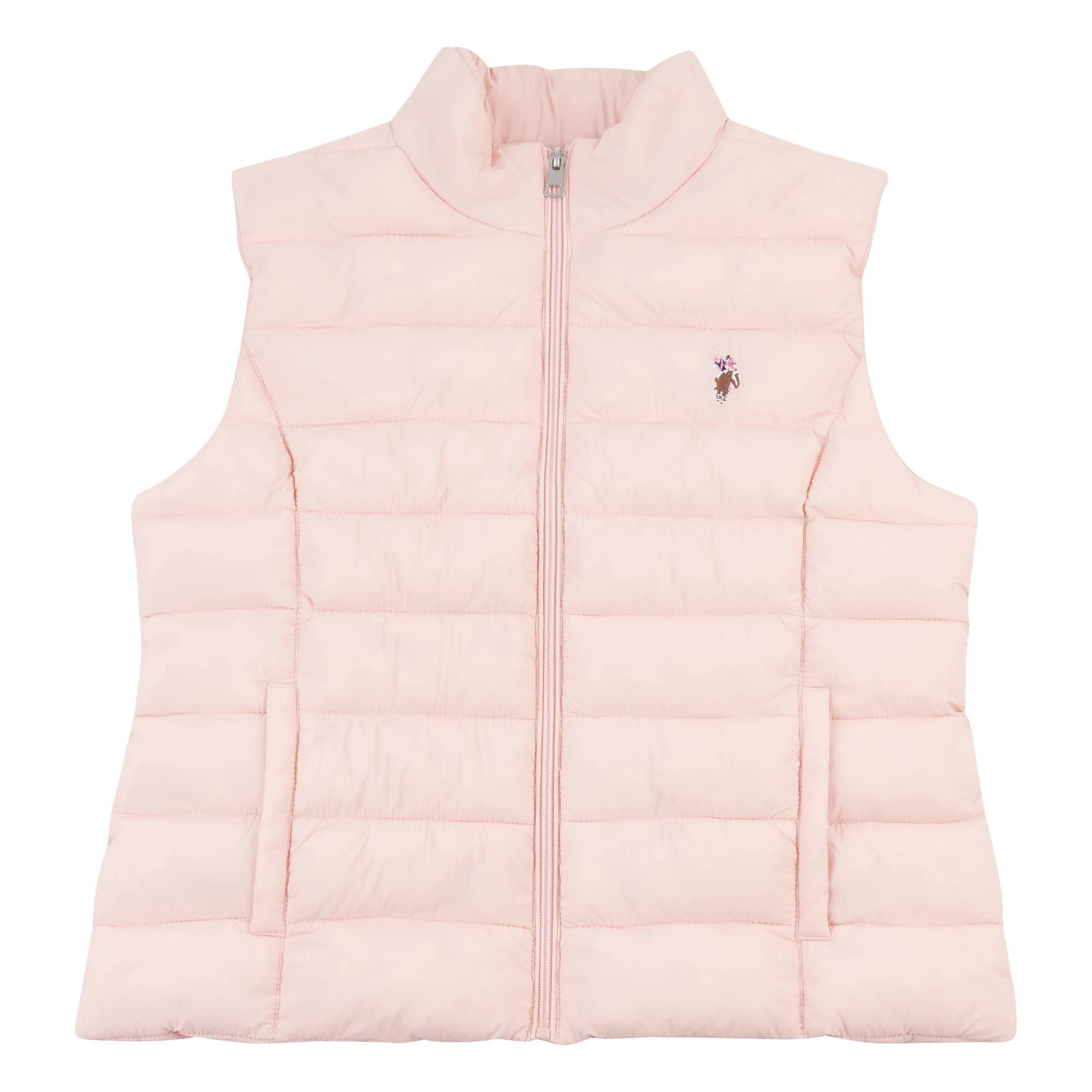 Womens Lightweight Puffer Gilet in Silver Pink